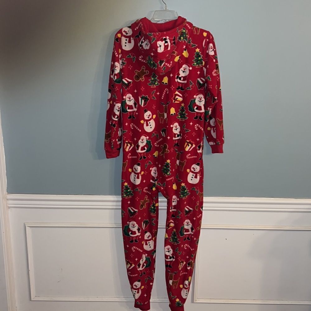 Girl”s size 16 Christmas holiday one piece hoodie cozy comfy pajamas - Picture 7 of 11